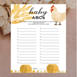 納屋周囲の庭動物 – ベビーシャワーベビーABCsゲーム