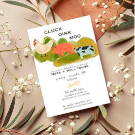 納屋周囲の庭動物 – ベビーシャワー招待状- Trio 招待状