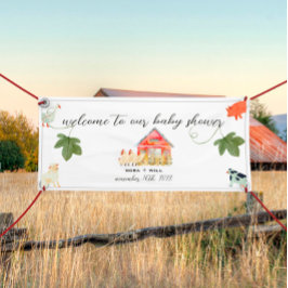 納屋周囲の庭動物 – ベビーラージウェルカムビニールバナー 横断幕