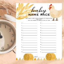 納屋周囲の庭動物 – 赤ちゃんシャワー名レースゲーム