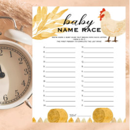 納屋周囲の庭動物 – 赤ちゃんシャワー名レースゲーム