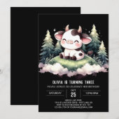 納屋周囲の庭印刷可能な牛誕生日 招待状 (正面/裏面)