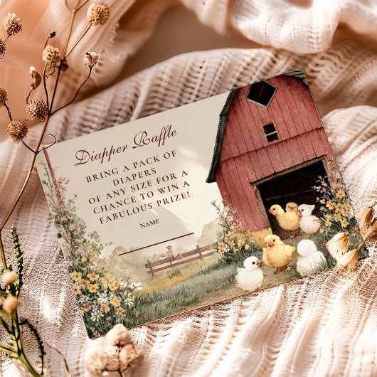 納屋周囲の庭素朴ダックリングおむつラッフル エンクロージャーカード