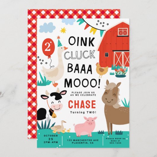 納屋周囲の庭誕生会 招待状 (正面/裏面)