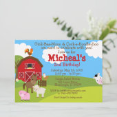 納屋周囲の庭誕生日の招待 招待状 (スタンド正面)