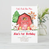 納屋周囲の庭誕生日バッシュウォーターカラーカントリーファーム 招待状 (スタンド正面)