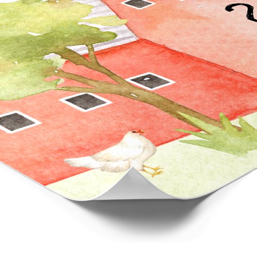 納屋周囲の庭誕生日パーティーのウェルカムサイン ポスター (角)