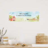 納屋周囲の庭誕生日パーティーのウェルカムサイン ポスター (キッチン)