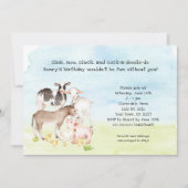 納屋周囲の庭誕生日パーティーの招待,ベビーアニマル 招待状 (正面)