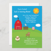 納屋周囲の庭誕生日パーティーの招待 招待状 (正面/裏面)