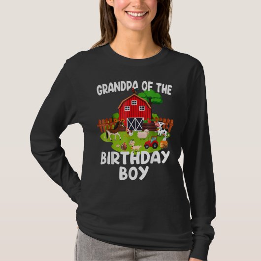 納屋周囲の庭誕生日ファームアニマルズグランパ誕生日ボ Tシャツ (正面)