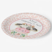 納屋周囲の庭誕生日プレートオインクカドードルモーー ペーパープレート (アングル)