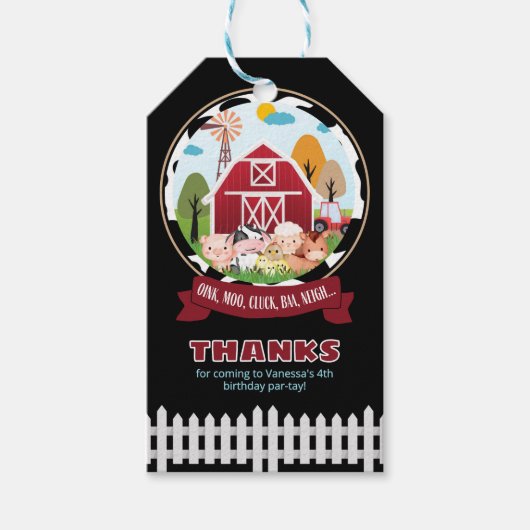 納屋周囲の庭誕生日メッセージカード ギフトタグ (正面)