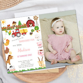 納屋周囲の庭誕生日招待状と写真 招待状