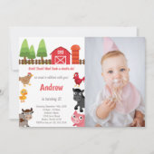 納屋周囲の庭誕生日招待状と写真 招待状 (正面)