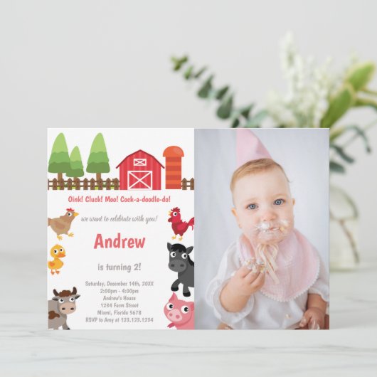 納屋周囲の庭誕生日招待状と写真 招待状 (スタンド正面)