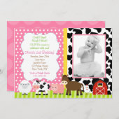 納屋周囲の庭誕生日招待状ガール 招待状 (正面/裏面)