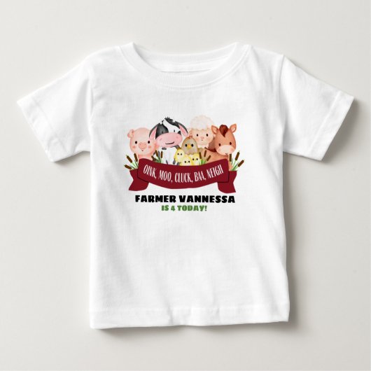 納屋周囲の庭誕生日Tシャツ ベビーTシャツ (正面)