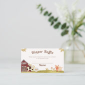 納屋周囲の庭農園動物おむつラッフルベビーシャワー エンクロージャーカード (スタンド正面)