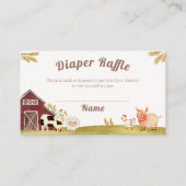納屋周囲の庭農園動物おむつラッフルベビーシャワー エンクロージャーカード (正面)