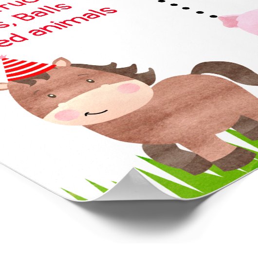 納屋周囲の庭農園動物誕生日マイルストーンサインボーイ ポスター (角)