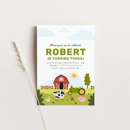 納屋周囲の庭農園動物誕生日招待状 招待状