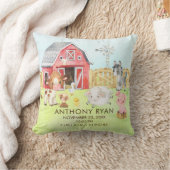 納屋周囲の庭農場動物ベビー誕生統計ピロー クッション (ブランケット)