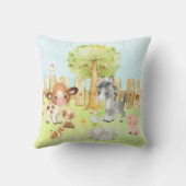 納屋周囲の庭農場動物ベビー誕生統計ピロー クッション (裏面)