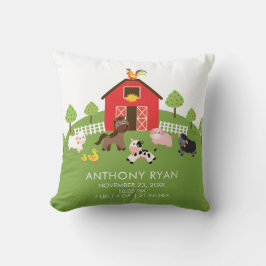 納屋周囲の庭農場動物ベビー誕生統計ピロー クッション
