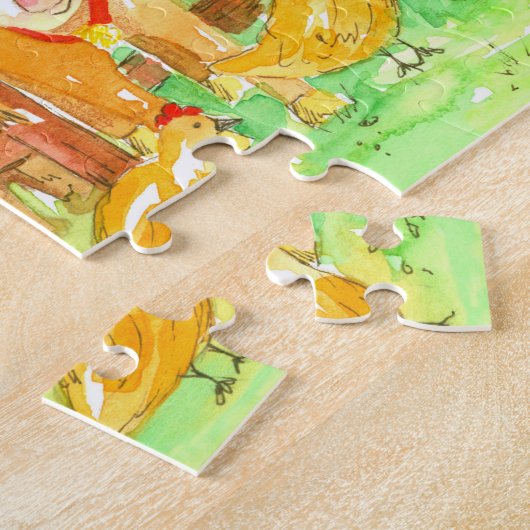 納屋周囲の庭農場動物豚の牛の羊の子供 ジグソーパズル (側面)