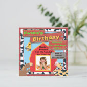 納屋周囲の庭農家動物写真が誕生日パーティーを挿入 招待状 (スタンド正面)