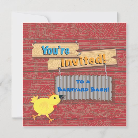 納屋周囲の庭農家動物写真が誕生日パーティーを挿入 招待状 (裏面)