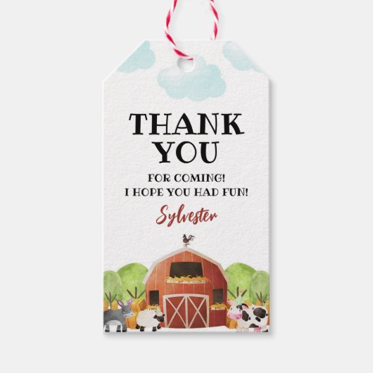 納屋周囲の庭農畜生誕生会 ギフトタグ (正面)