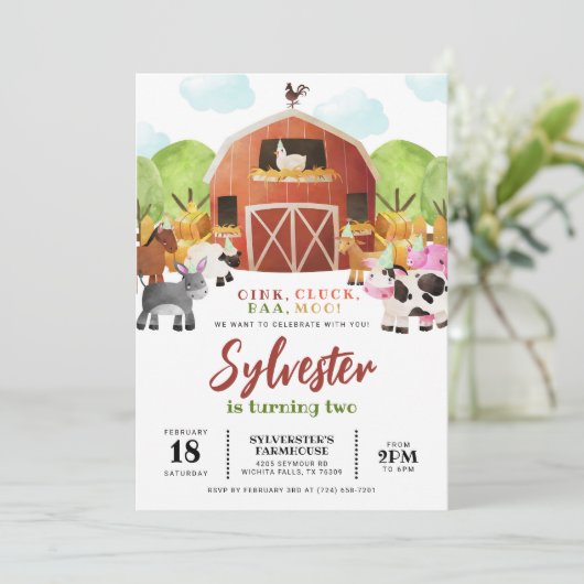 納屋周囲の庭農畜生誕生会 招待状 (スタンド正面)