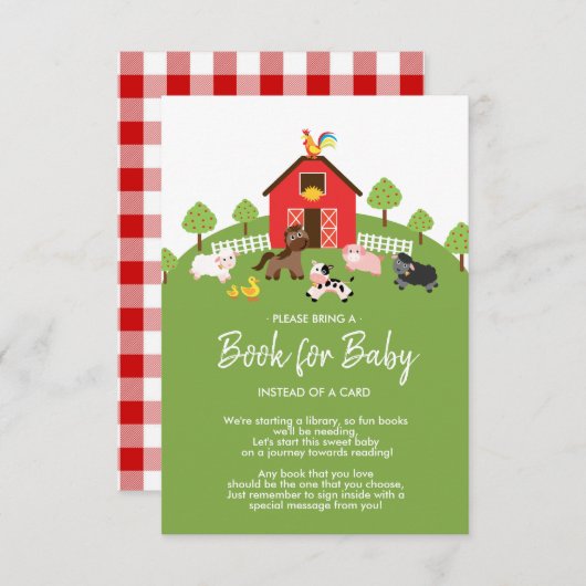 納屋周囲の庭農畜産赤ちゃんシャワーベビー本 エンクロージャーカード (正面/裏面)