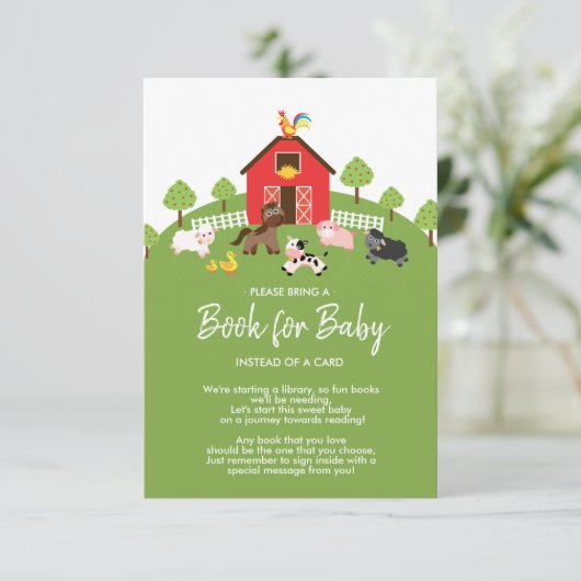 納屋周囲の庭農畜産赤ちゃんシャワーベビー本 エンクロージャーカード (スタンド正面)