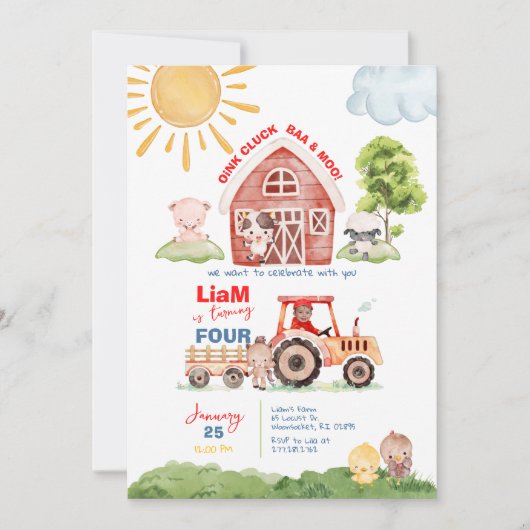 納屋周囲の庭Any Age誕生日フォト招待状 招待状 (正面)