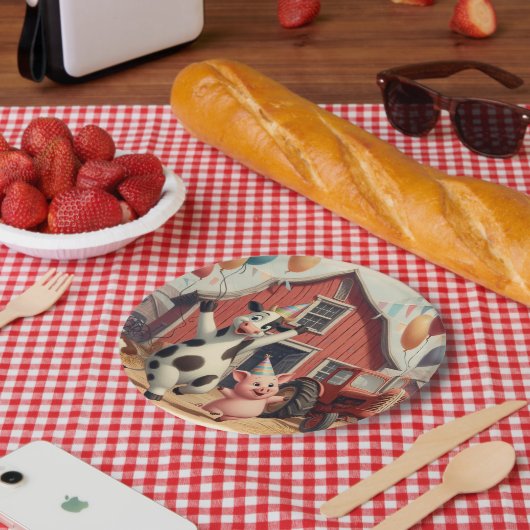 納屋周囲の庭Bash使い捨てプレート🐷🍽️ ペーパープレート (ピクニック)