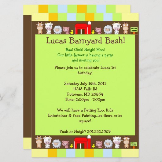 納屋周囲の庭Bash 招待状 (正面/裏面)