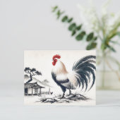 納屋誇りを持ったの前に立つ鶏 シーズンポストカード (スタンド正面)