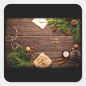 納木と松のクリスマスデコレーション スクエアシール (正面)