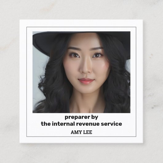 納税者のカスタムQRと写真 スクエア名刺 (正面)