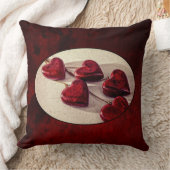 紐で結んだ赤い木のハート クッション (ブランケット)