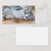 紐で遊ぶかわいい子猫 名刺 (正面/裏面)