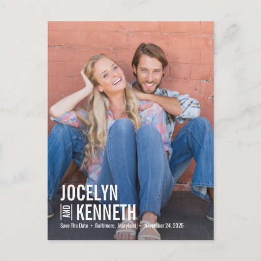 純シンプル編集可能カラー日付の保存 ポストカード (正面)