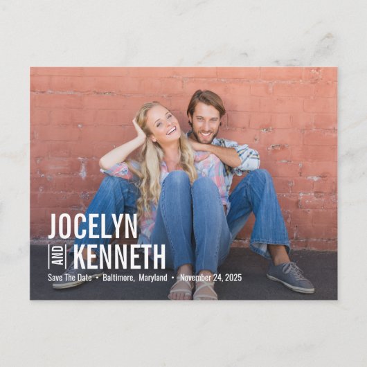 純シンプル編集可能カラー日付の保存 ポストカード (正面)