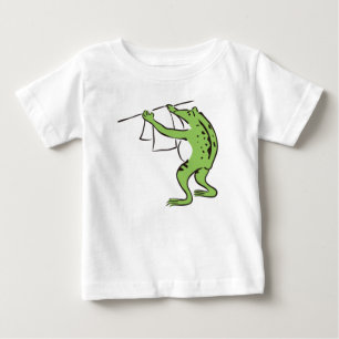 【純和風】鳥獣戯画風カエルの丁寧お洗濯ラグラン ベビーTシャツ