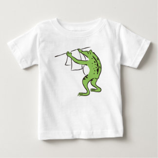 【純和風】鳥獣戯画風カエルの丁寧お洗濯ラグラン ベビーTシャツ