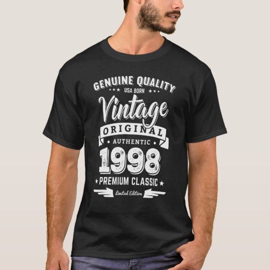 純品質の米国生まれヴィンテージ1998クラシック年24日 Tシャツ (正面)