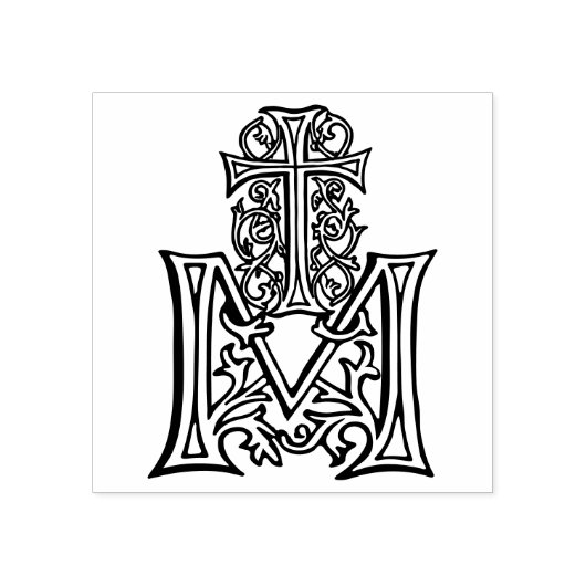 純愛と献身を表すマリアン十字架 ラバースタンプ (インプリント)